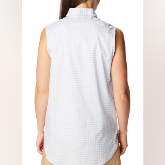 COLUMBIA Anytime Lite Sleeveless Shirt - Blue Gingham - Size S (NWT) - Picture 4 of 16